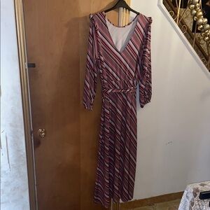 Eloquii Red and White Sheath Dress with Bishop Sleeves